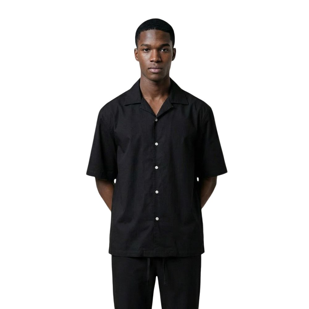 Only & Sons Schwarzes kurzärmeliges Baumwollhemd