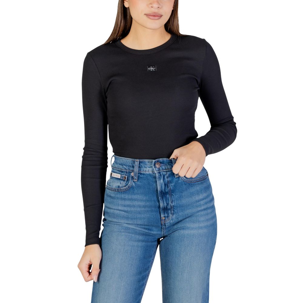 Calvin Klein Jeans Schwarzes Langarmshirt aus Baumwolle