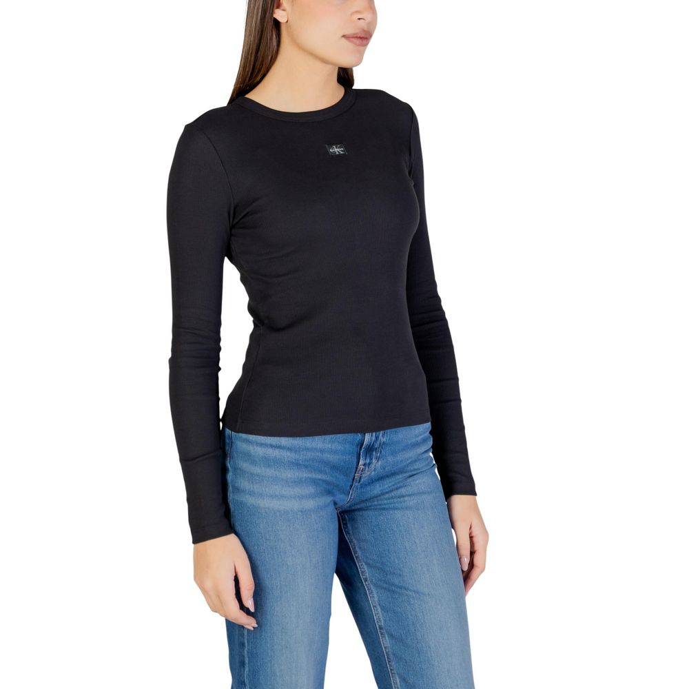 Calvin Klein Jeans Schwarzes Langarmshirt aus Baumwolle