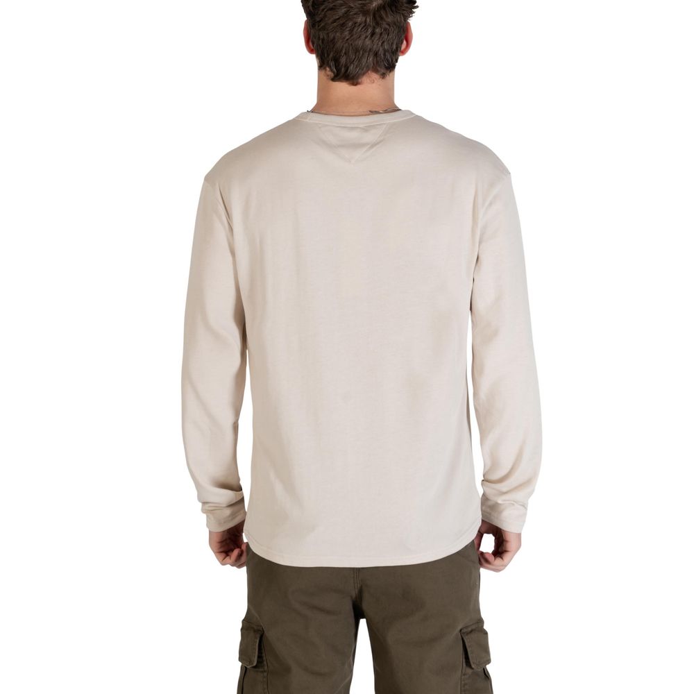 Tommy Hilfiger Jeans Beiges Langarm-T-Shirt aus recycelter Baumwolle