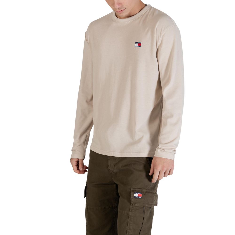 Tommy Hilfiger Jeans Beiges Langarm-T-Shirt aus recycelter Baumwolle