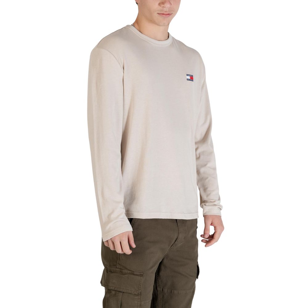 Tommy Hilfiger Jeans Beiges Langarm-T-Shirt aus recycelter Baumwolle