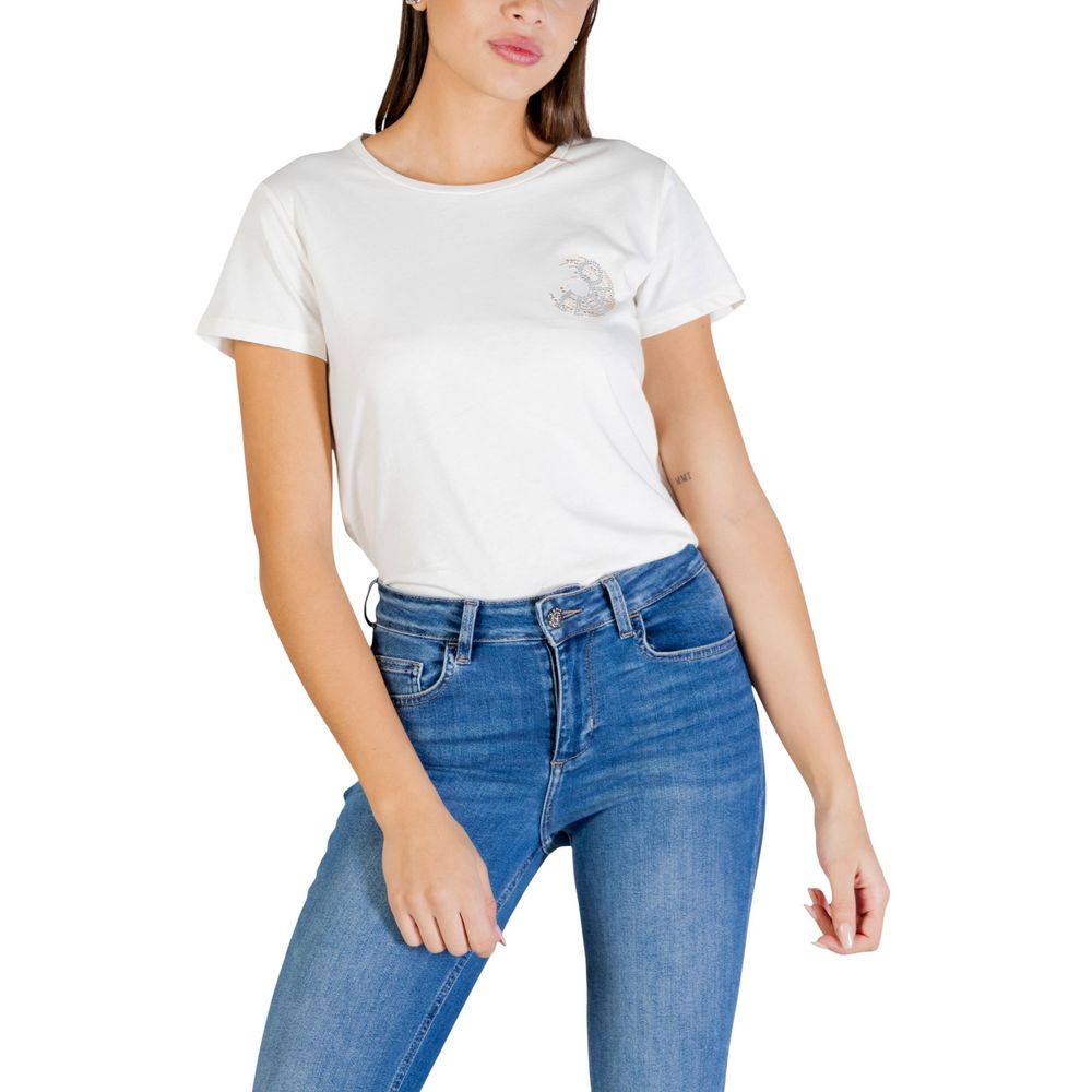 Liu Jo Cremefarbenes Baumwoll-T-Shirt