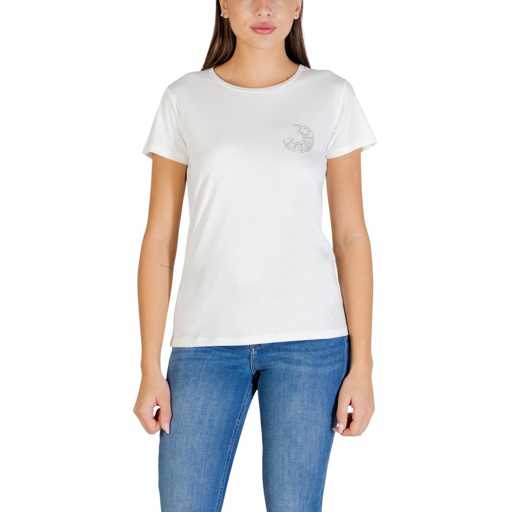 Liu Jo Cremefarbenes Baumwoll-T-Shirt