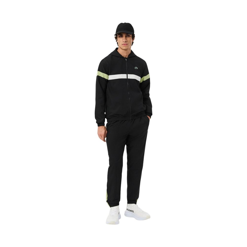Lacoste Polyester-Trainingsanzug in Schwarz-Weiß