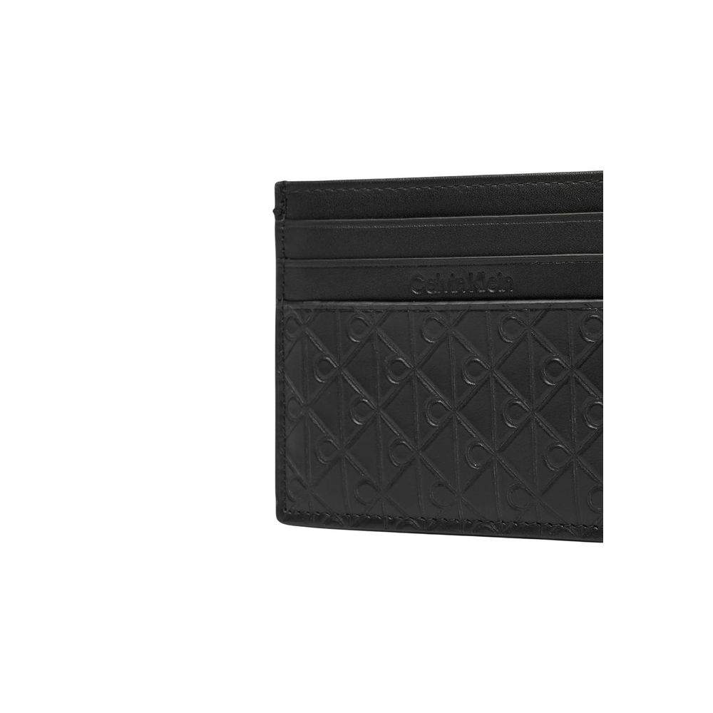 Calvin Klein Kreditkartenetui aus schwarzem Leder