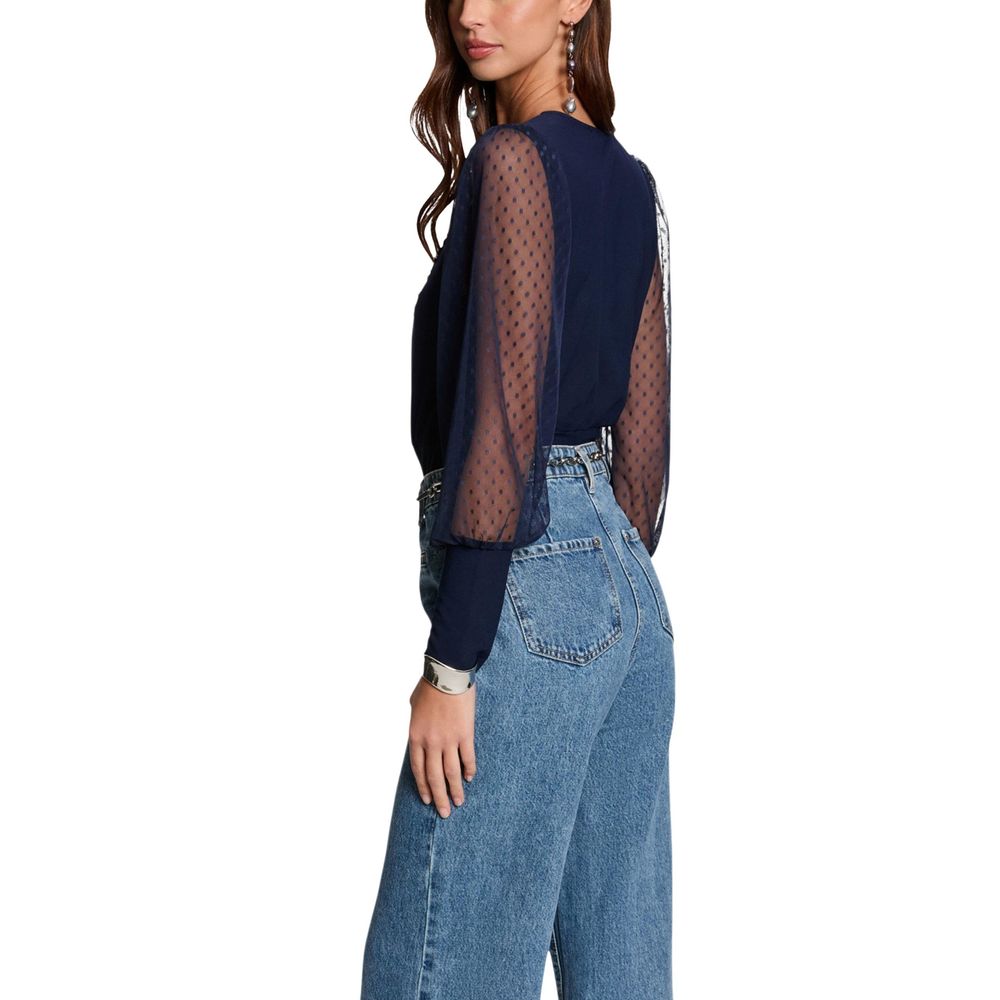 Morgan De Toi Blaues Polyester Langarm-T-Shirt