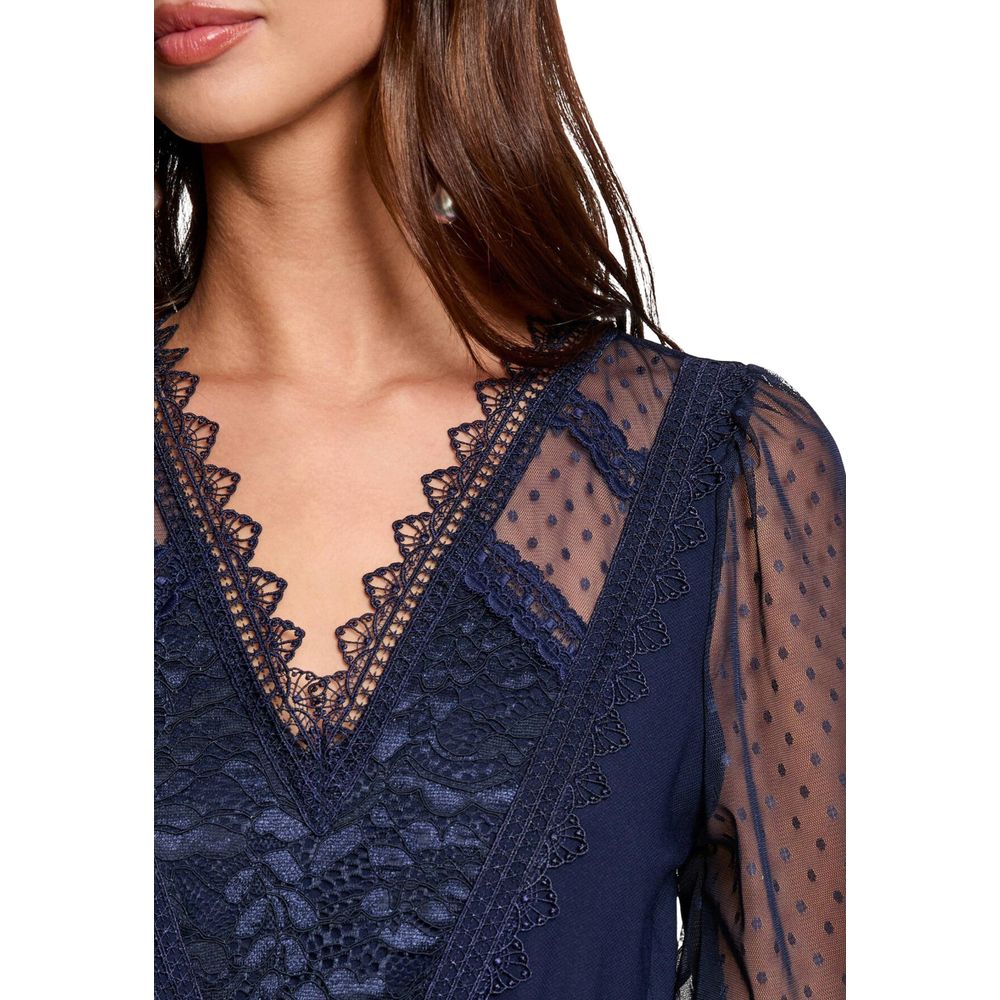 Morgan De Toi Blaues Polyester Langarm-T-Shirt