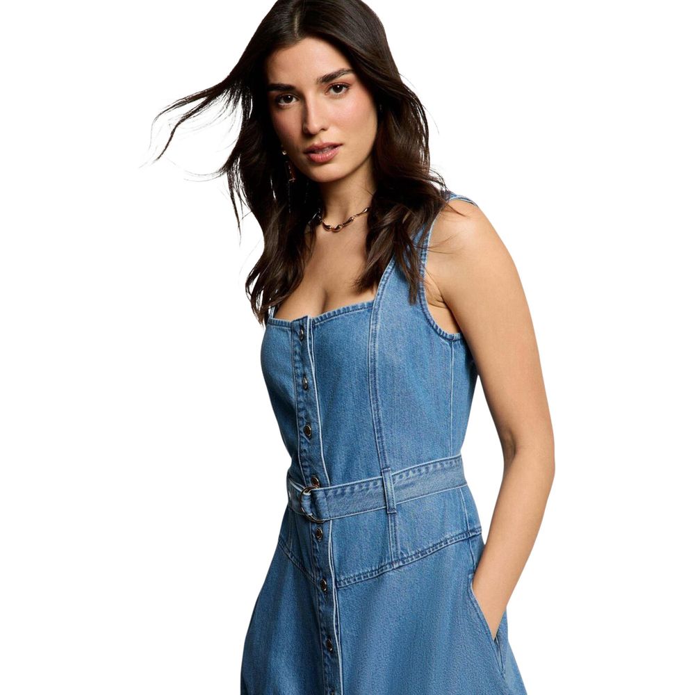 Morgan De Toi Hellblaues langes Lyocell-Kleid