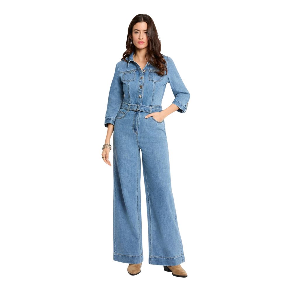 Morgan De Toi Hellblauer Baumwoll-Jumpsuit