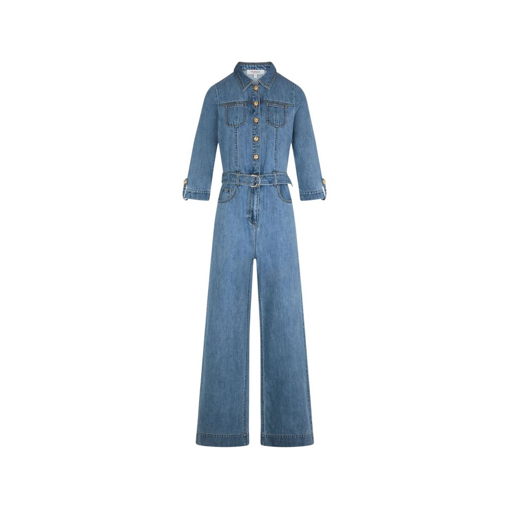 Morgan De Toi Hellblauer Baumwoll-Jumpsuit
