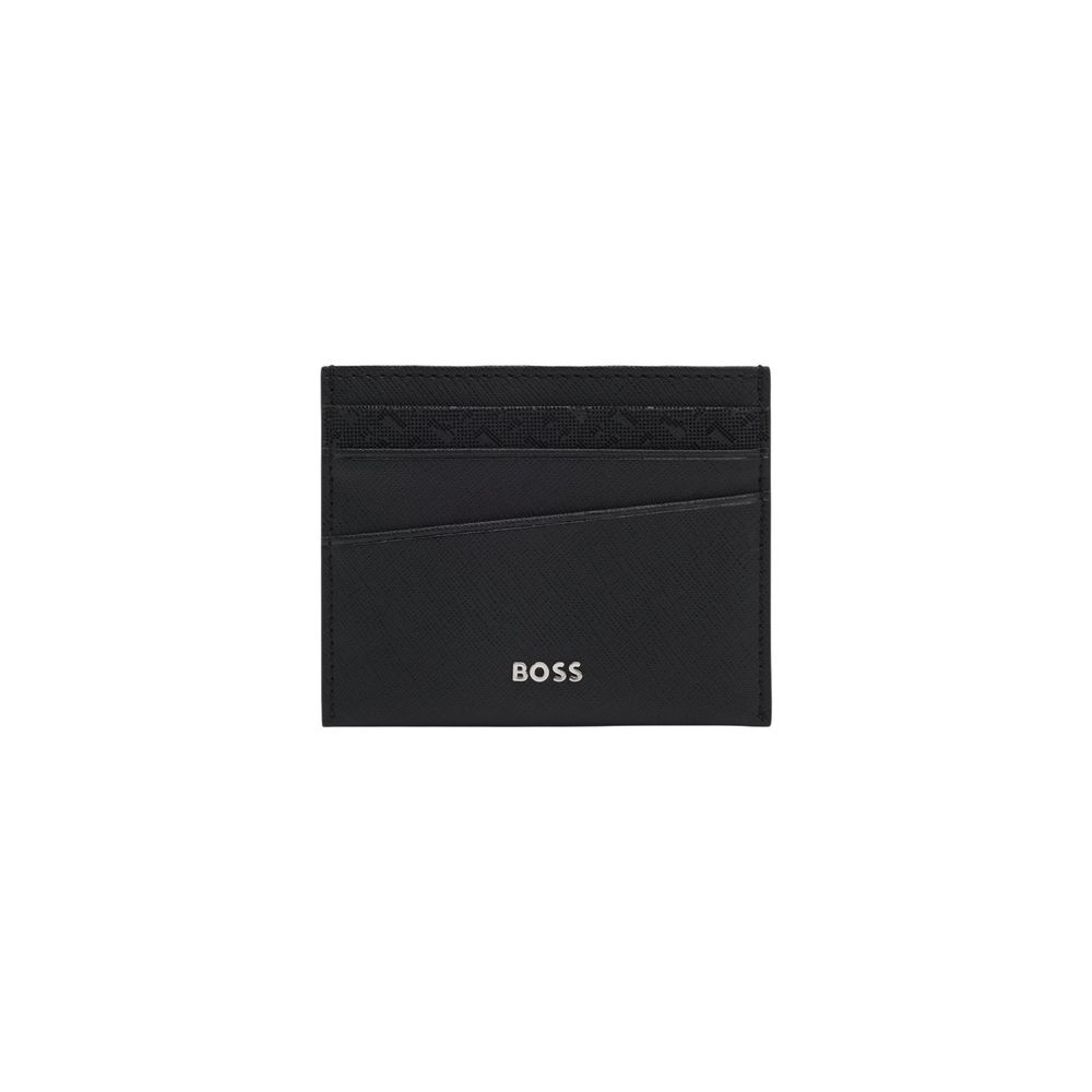Hugo Boss Kartenetui aus schwarzem Leder