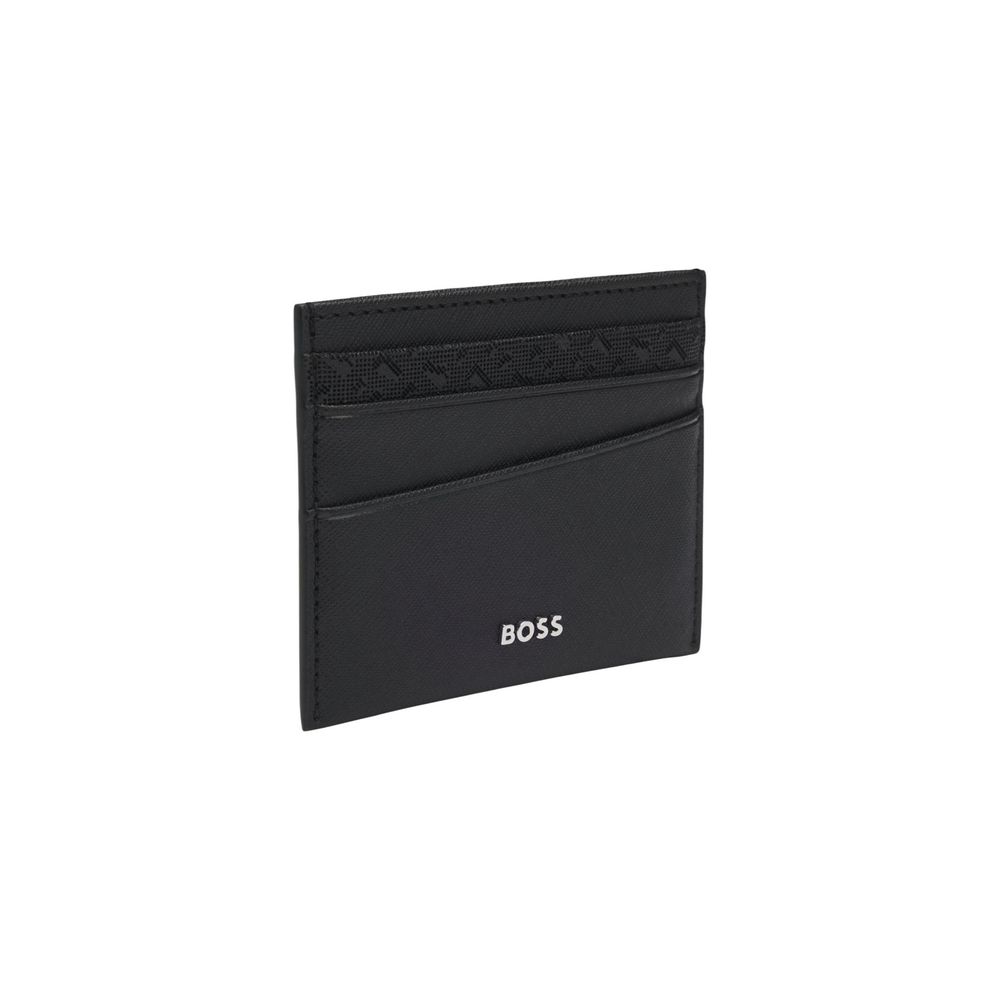 Hugo Boss Kartenetui aus schwarzem Leder