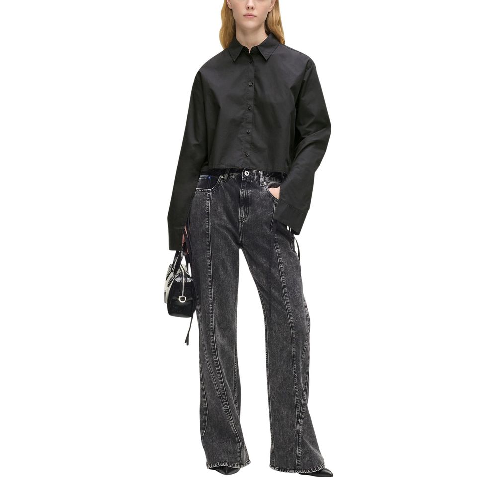 Karl Lagerfeld Bluse aus schwarzer Bio-Baumwolle