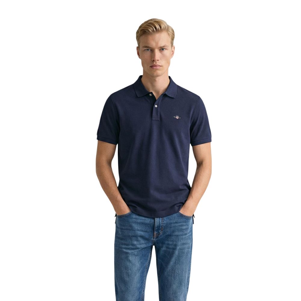 Gant blaues Baumwoll-Polohemd