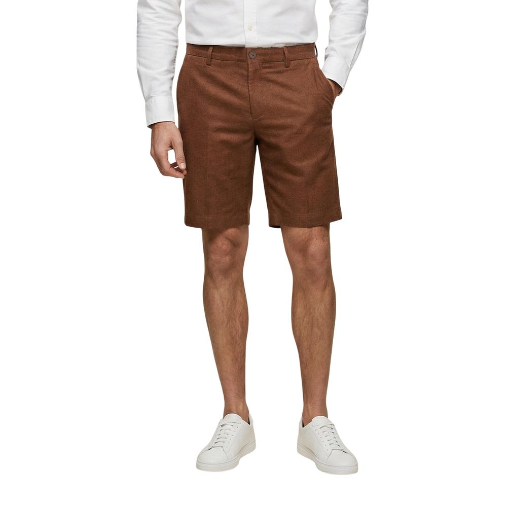 Borghese Beige Leinen Bermuda-Shorts
