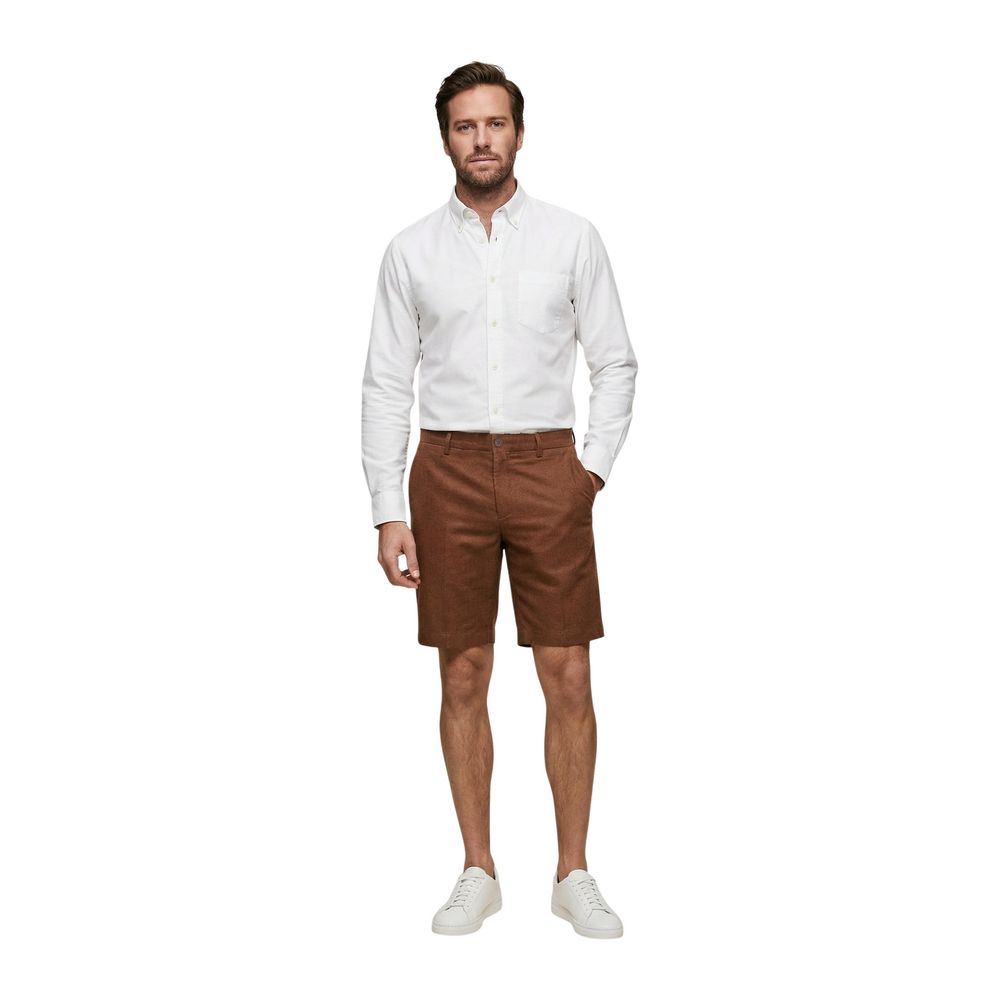 Borghese Beige Leinen Bermuda-Shorts