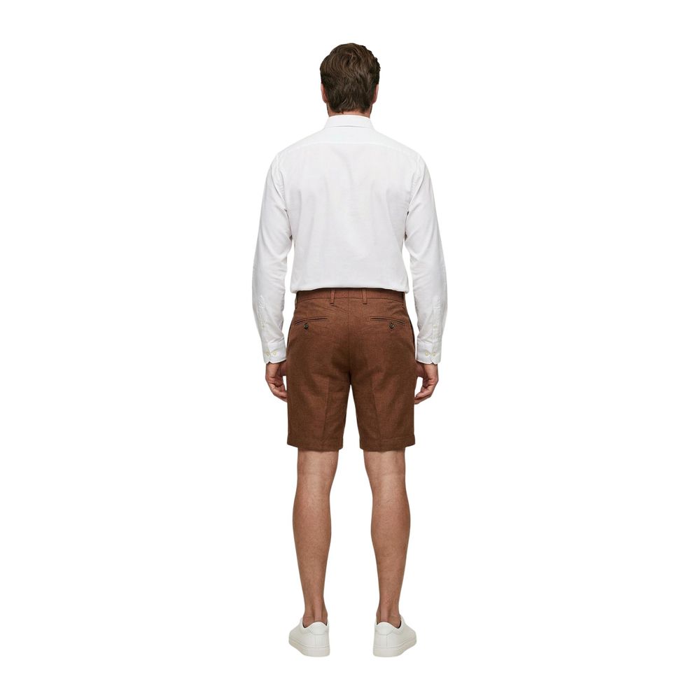 Borghese Beige Leinen Bermuda-Shorts