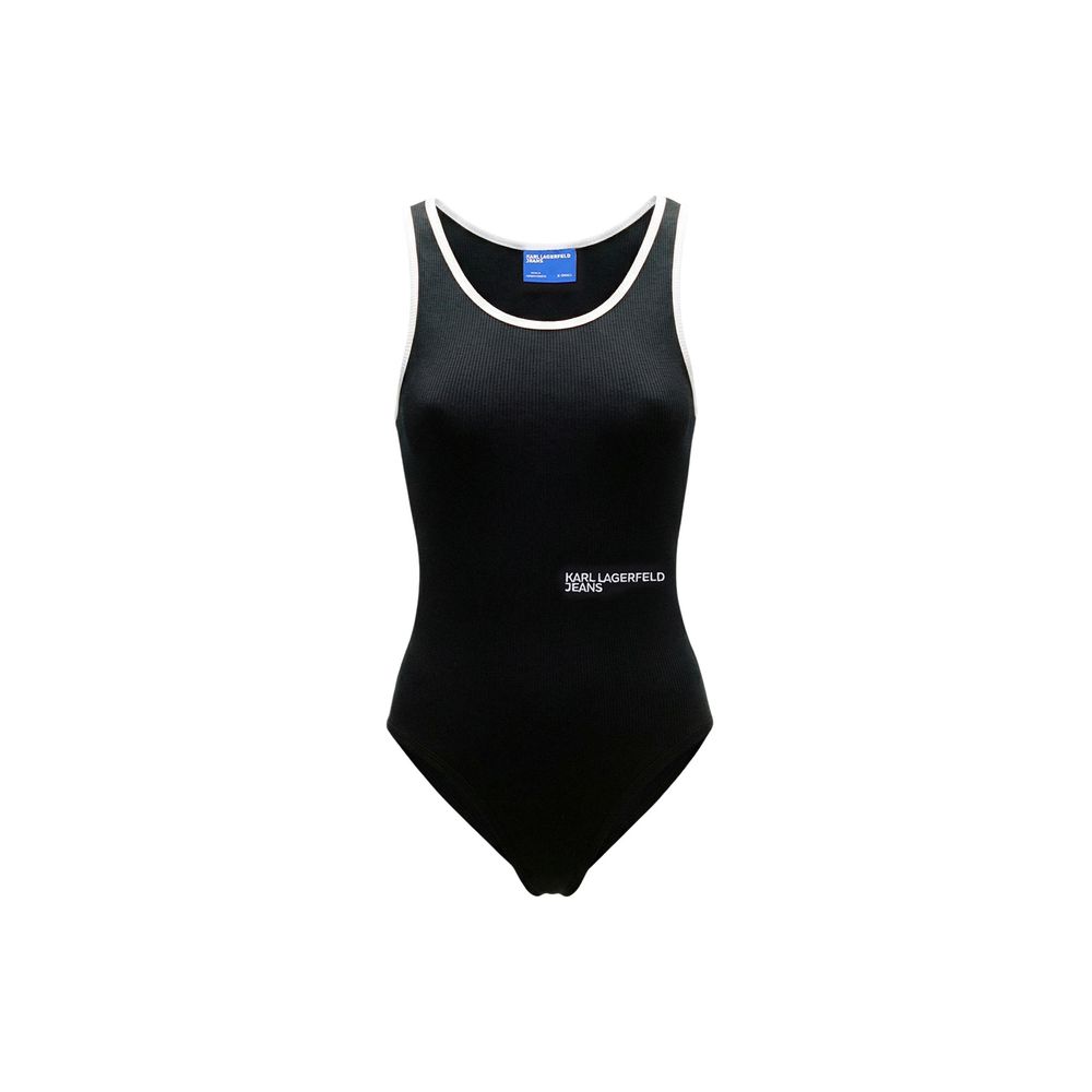 Karl Lagerfeld Body aus schwarzer Baumwolle