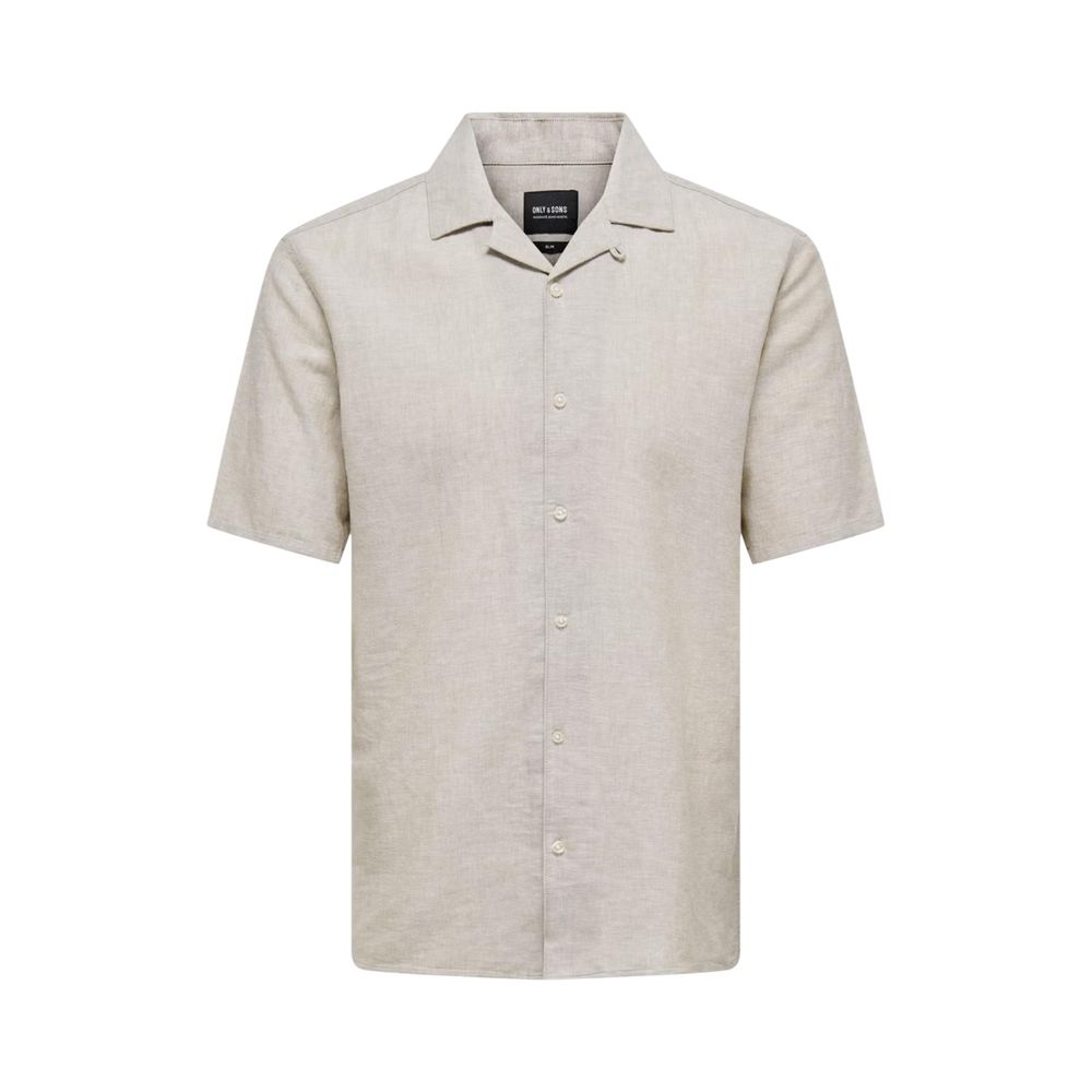 Only & Sons Beiges Leinen-Kurzarmhemd