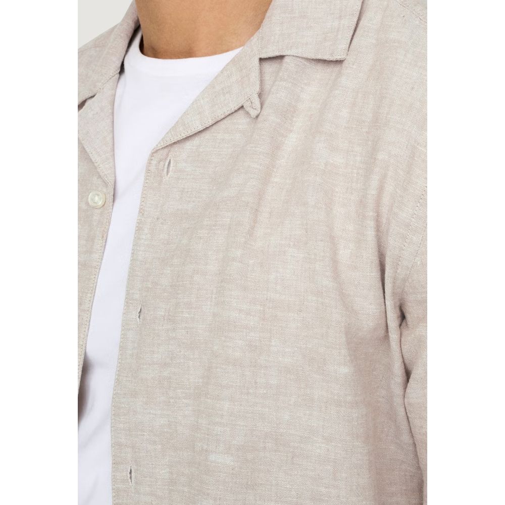 Only & Sons Beiges Leinen-Kurzarmhemd