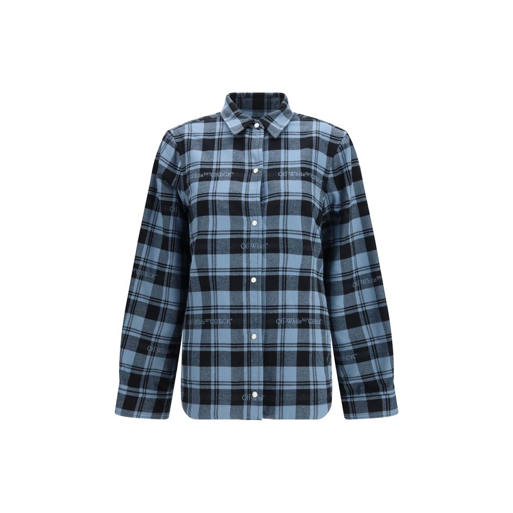 Off-White Blue Cotton Pattern Shirt