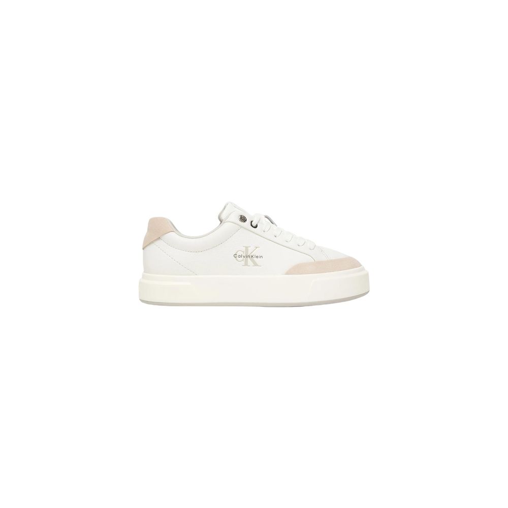 Calvin Klein Jeans Weiße Low-Top-Sneaker aus Leder