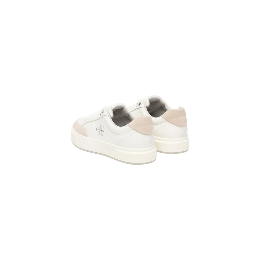 Calvin Klein Jeans Weiße Low-Top-Sneaker aus Leder
