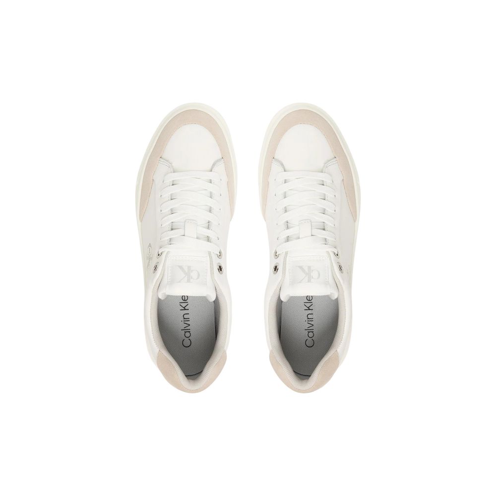 Calvin Klein Jeans Weiße Low-Top-Sneaker aus Leder