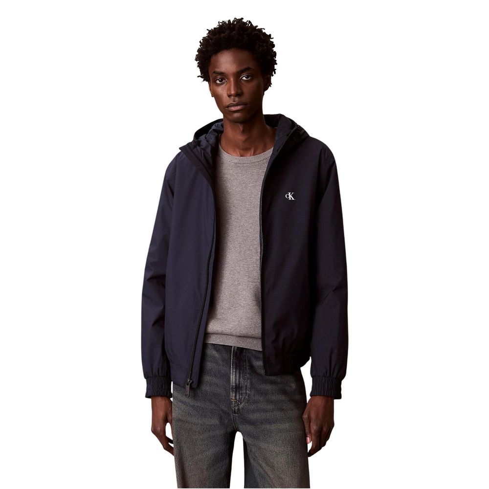 Calvin Klein Jeans Blaue Jacke in voller Länge aus recyceltem Polyester