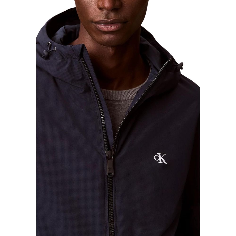 Calvin Klein Jeans Blaue Jacke in voller Länge aus recyceltem Polyester
