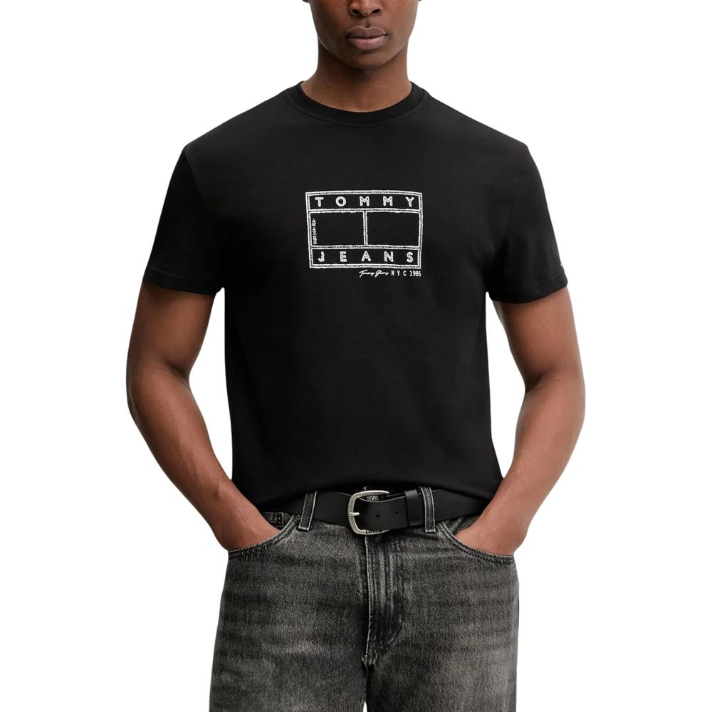 Tommy Hilfiger Jeans schwarzes T-Shirt aus recycelter Baumwolle