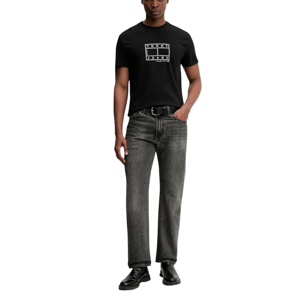 Tommy Hilfiger Jeans schwarzes T-Shirt aus recycelter Baumwolle