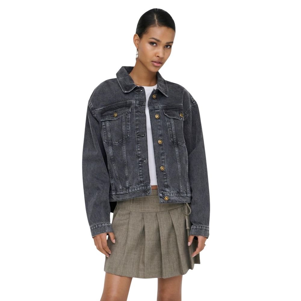 Jeansjacke aus reiner schwarzer Baumwolle