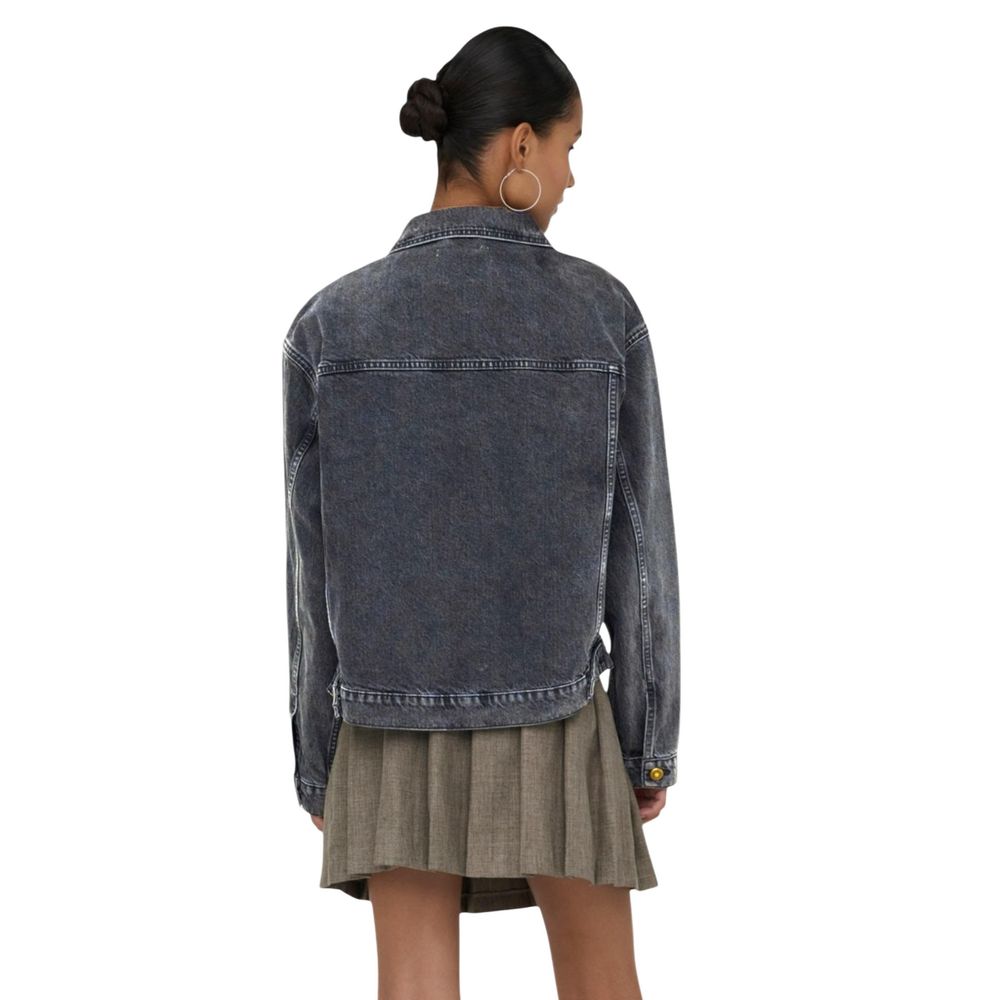 Jeansjacke aus reiner schwarzer Baumwolle