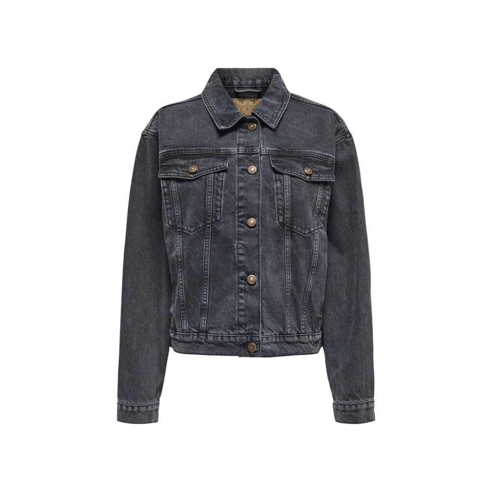 Jeansjacke aus reiner schwarzer Baumwolle