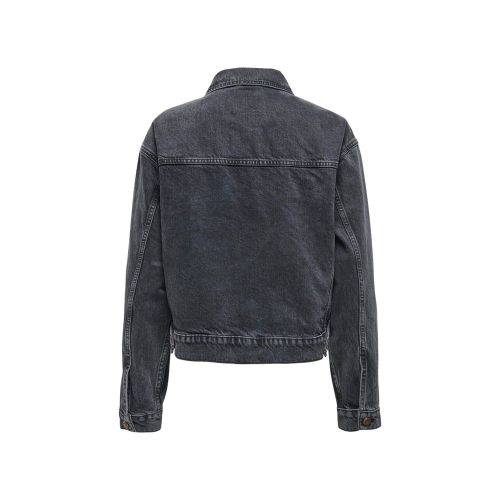 Jeansjacke aus reiner schwarzer Baumwolle