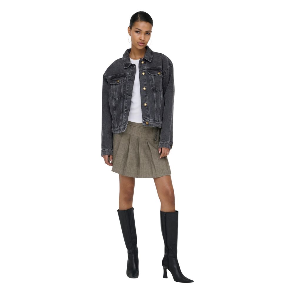 Jeansjacke aus reiner schwarzer Baumwolle