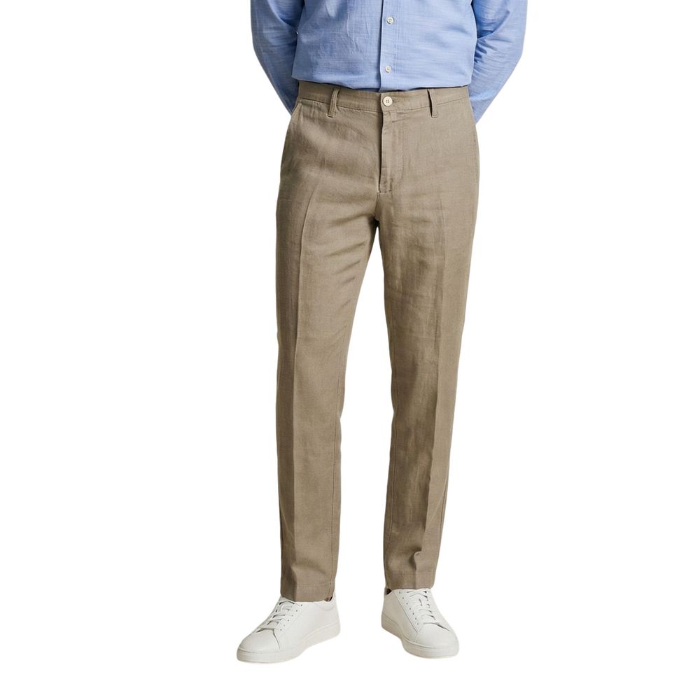 Borghese Beigefarbene Leinen-Freizeithose