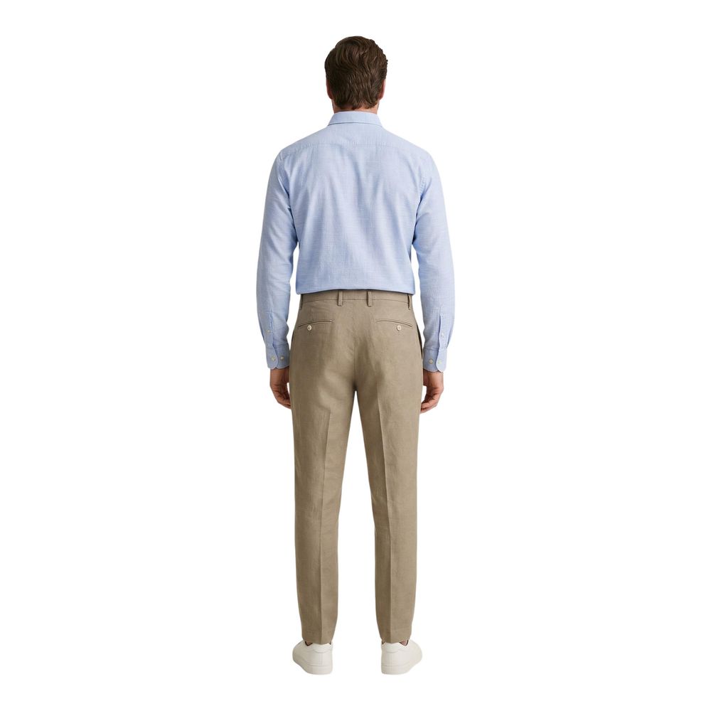 Borghese Beigefarbene Leinen-Freizeithose