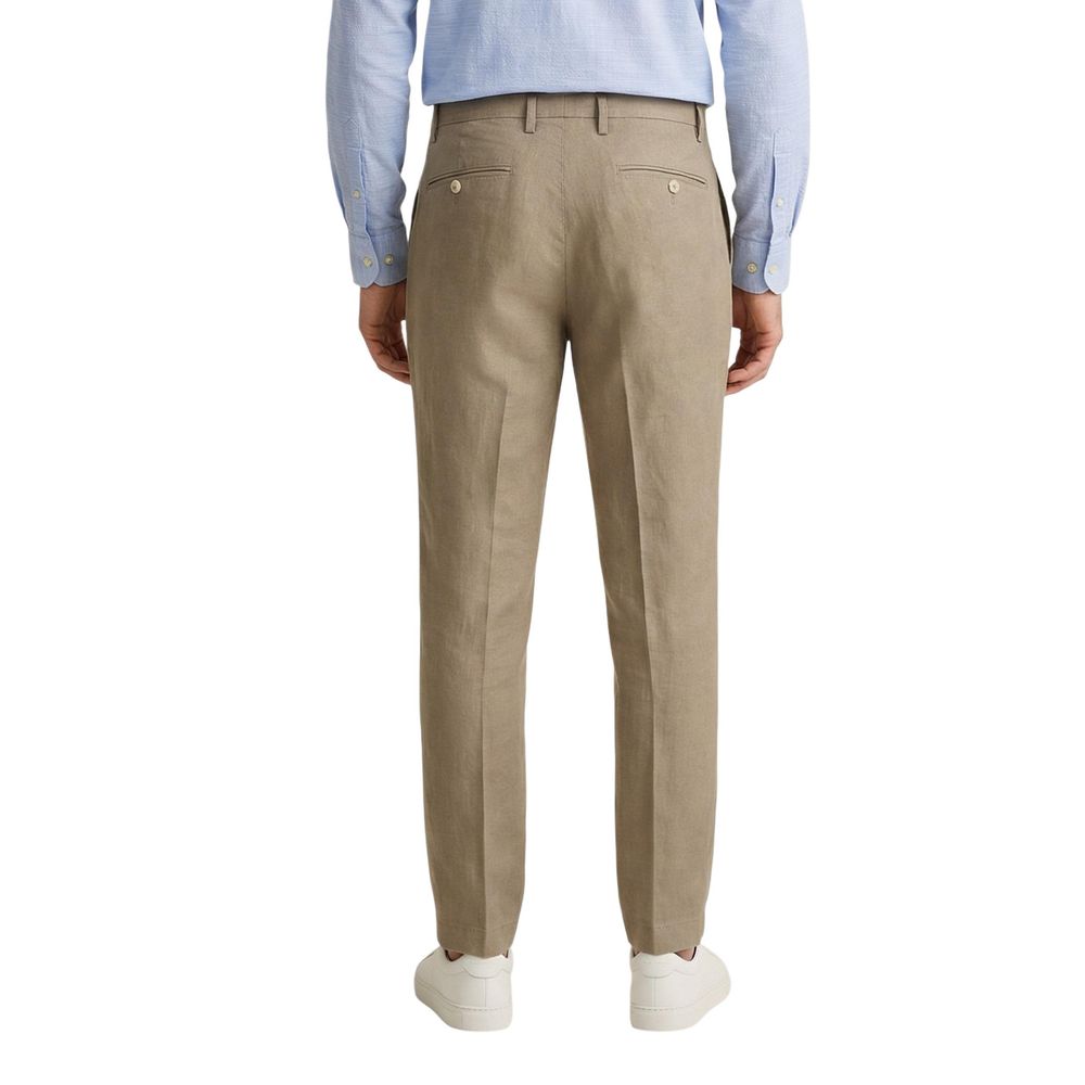 Borghese Beigefarbene Leinen-Freizeithose