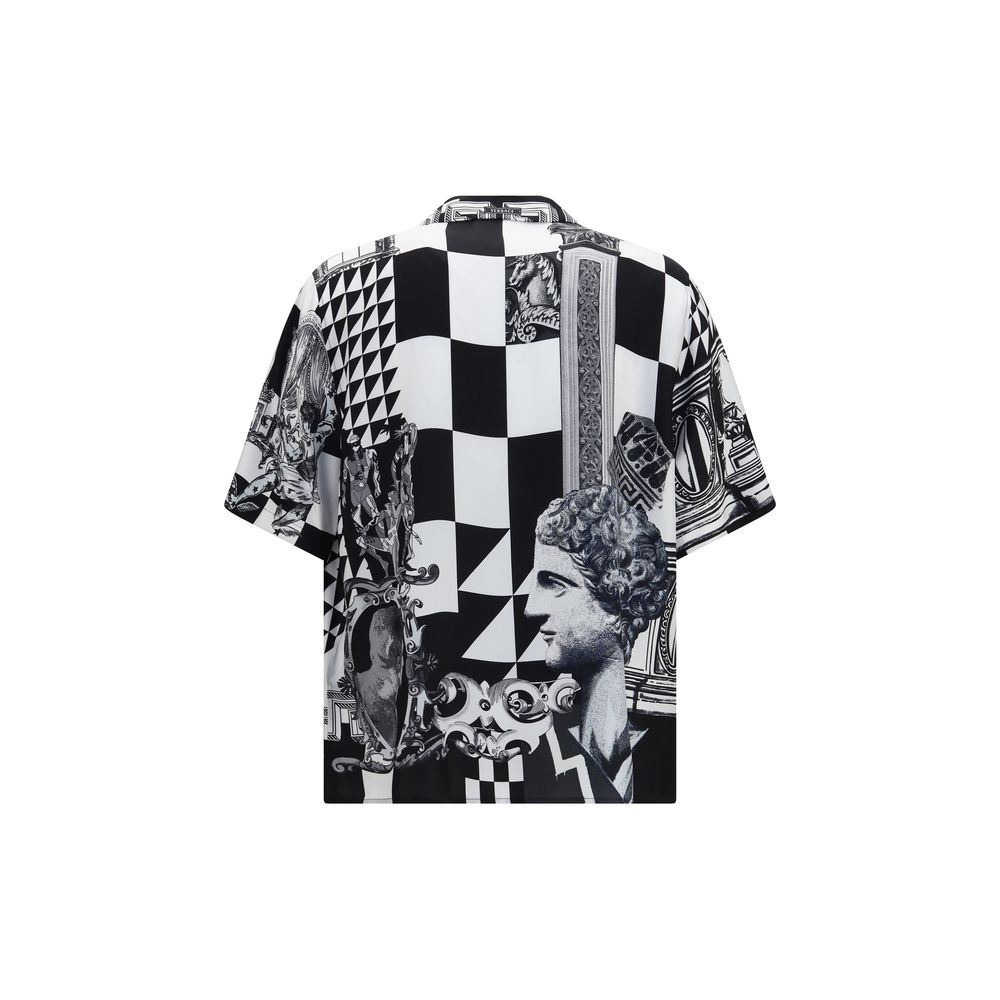 Versace Schwarzes Seidenhemd mit Muster