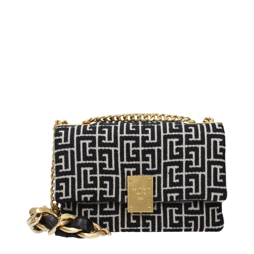 Balmain Schultertasche aus schwarzem Stoff