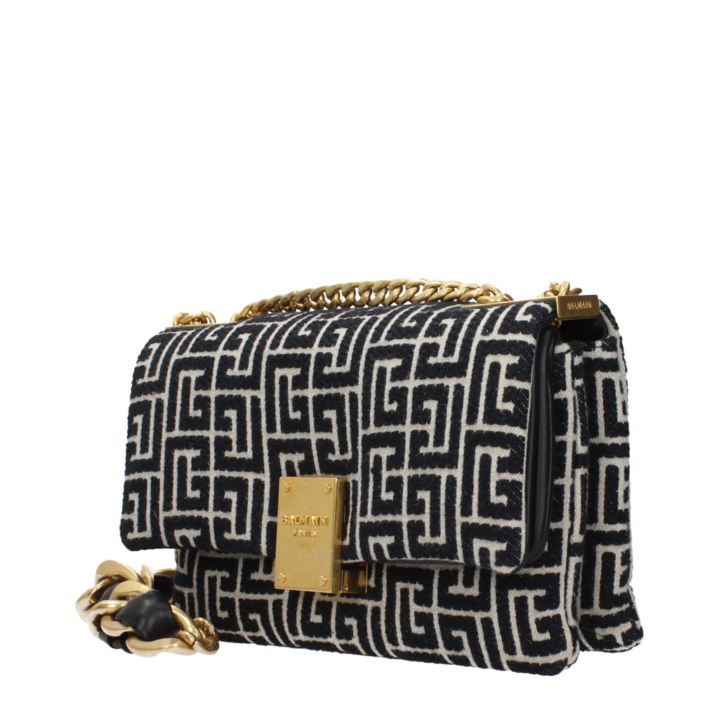 Balmain Schultertasche aus schwarzem Stoff