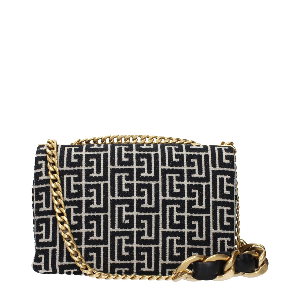 Balmain Schultertasche aus schwarzem Stoff
