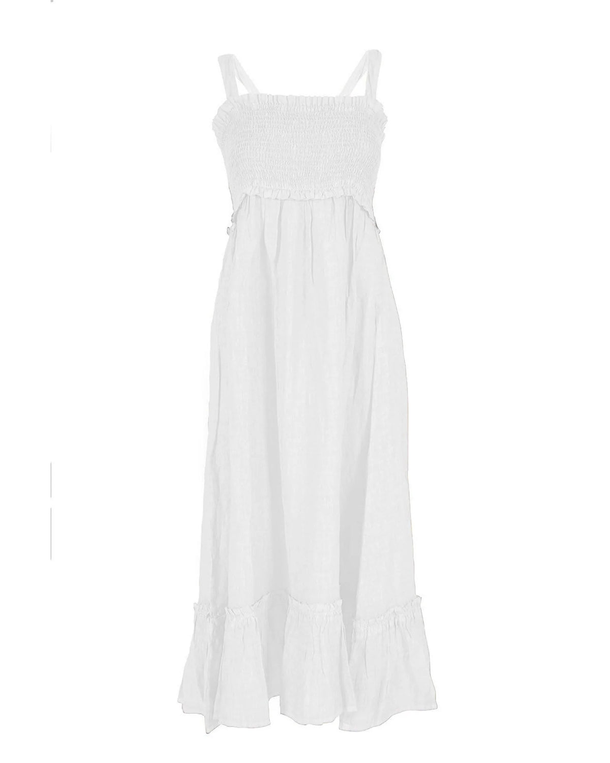 Yes Zee Weißes Leinen-Freizeitkleid