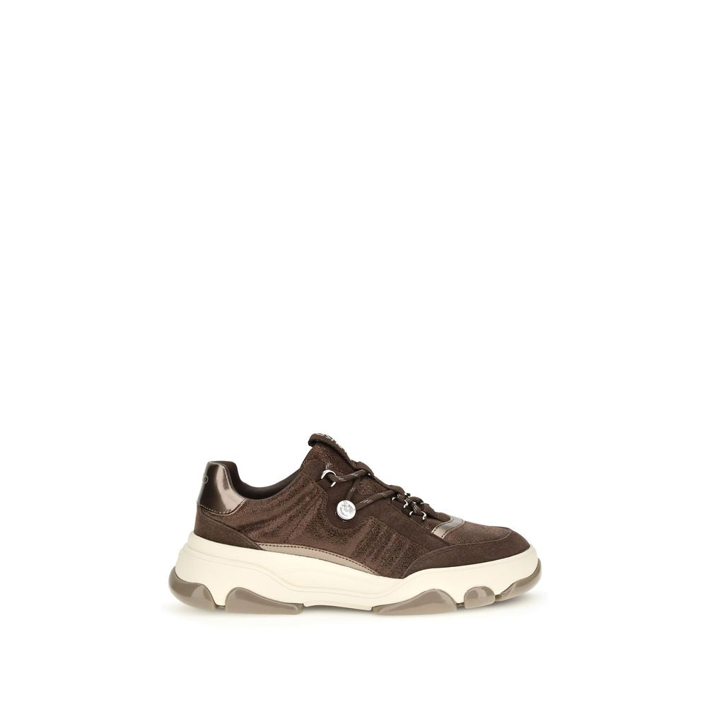 PINKO Braune Kalbsleder-Chunky-Sneaker aus Bos Taurus