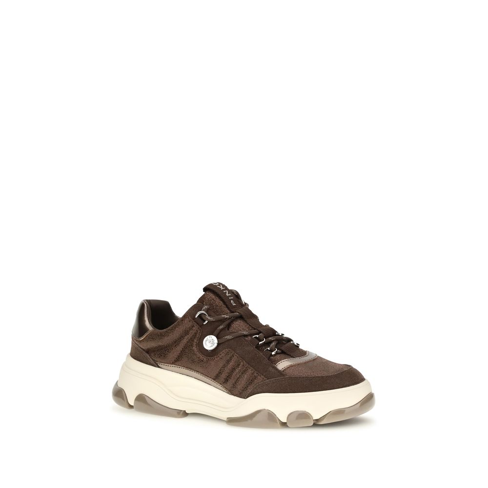 PINKO Braune Kalbsleder-Chunky-Sneaker aus Bos Taurus
