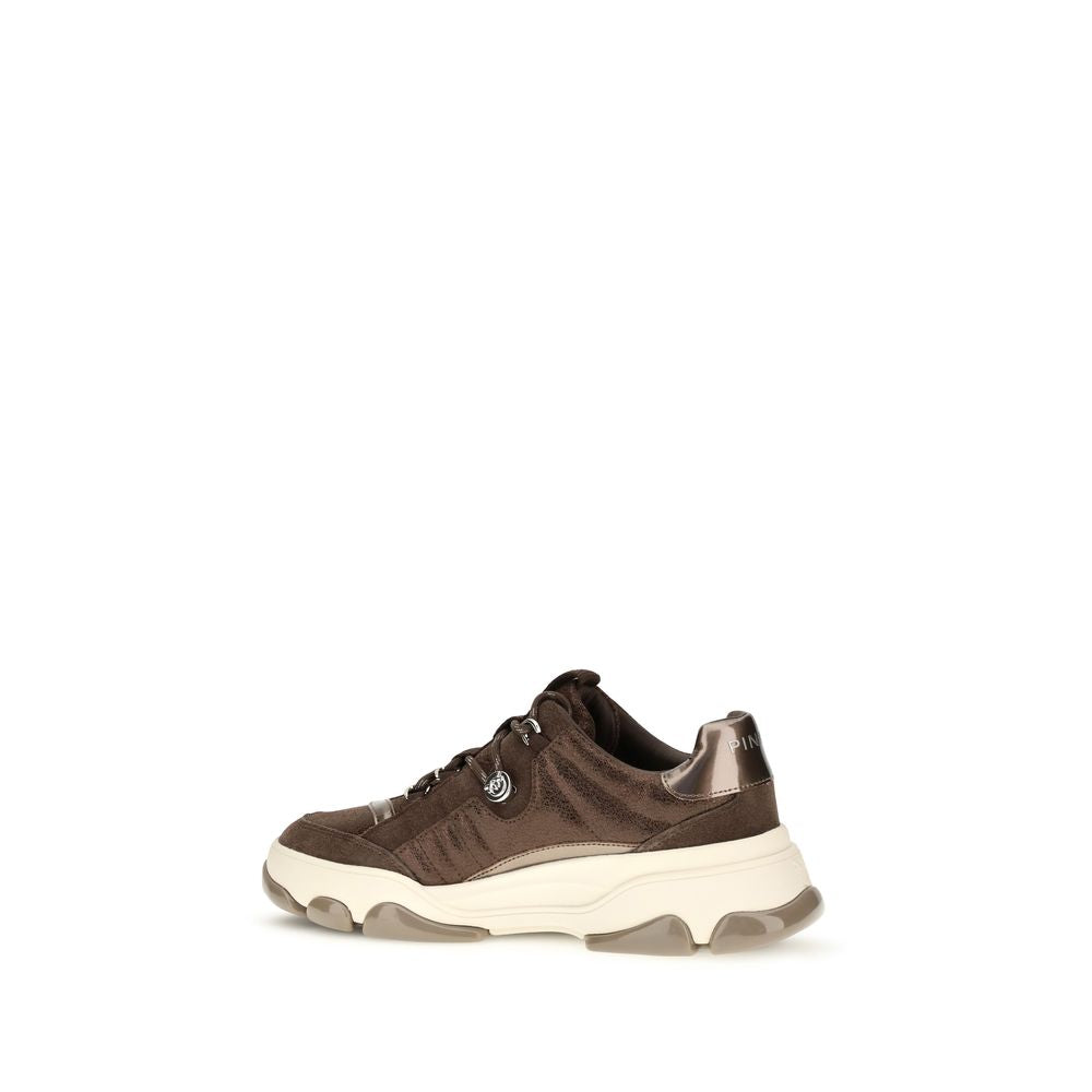 PINKO Braune Kalbsleder-Chunky-Sneaker aus Bos Taurus