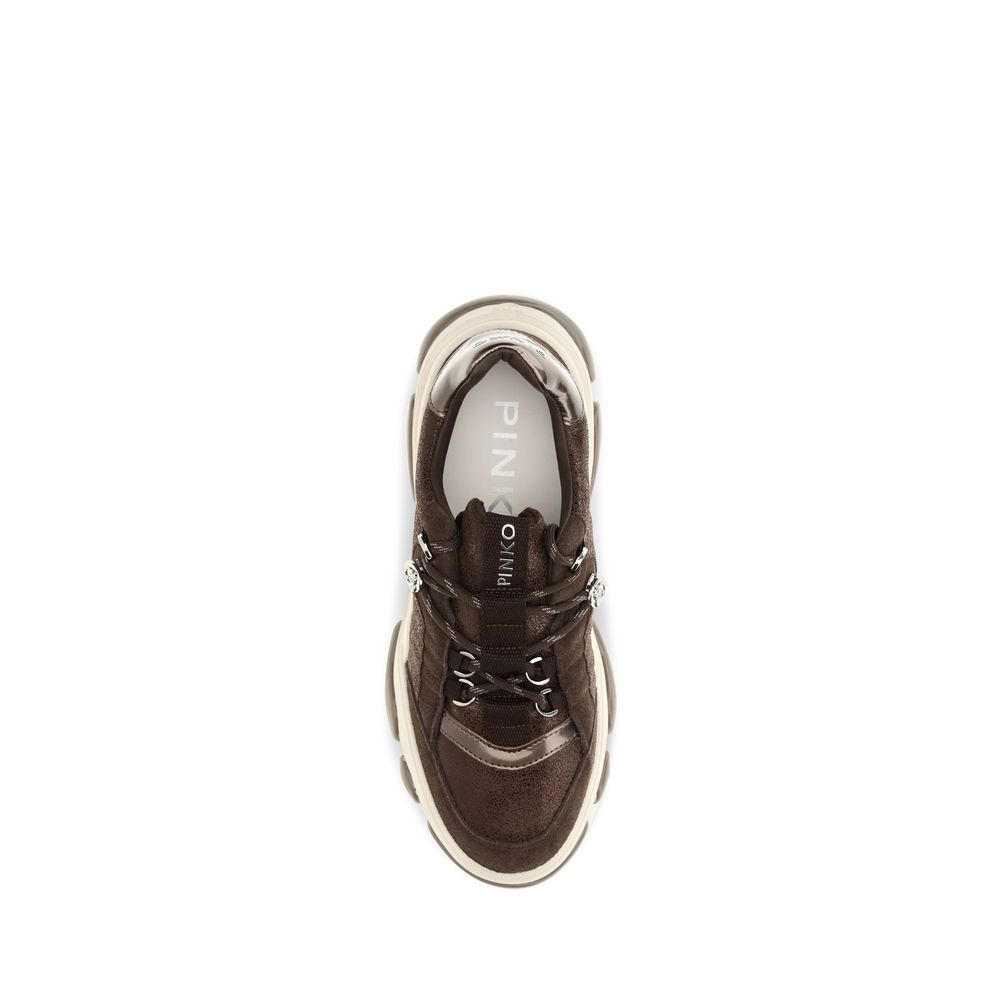 PINKO Braune Kalbsleder-Chunky-Sneaker aus Bos Taurus